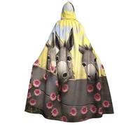 BYPPJGH Cape à capuche d'Halloween pour adulte âne et fleur pleine longueur Cape Cape Halloween Noël Cosplay Costume pour homme et femme