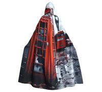 BYPPJGH Cape à capuche d'Halloween pour adulte Angleterre Royaume-Uni rétro Londres téléphone pleine longueur cape cape Halloween Noël cosplay costume pour homme et femme