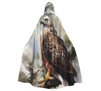 BYPPJGH Cape à capuche d'Halloween pour adulte Aquarelle de Hawk pleine longueur Cape Halloween Noël Cosplay Costume pour homme et femme