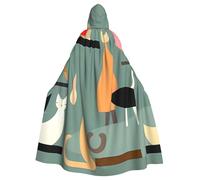BYPPJGH Cape à capuche d'Halloween pour adulte - Art moderne du milieu du siècle - Cape pleine longueur pour Halloween, Noël, cosplay, costume pour homme et femme