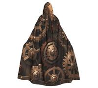 BYPPJGH Cape à capuche d'Halloween pour adulte avec engrenages mécaniques steampunk pleine longueur cape pour Halloween, Noël, cosplay, costume pour homme et femme