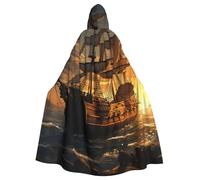 BYPPJGH Cape à capuche d'Halloween pour adulte, bateau de pirate, cape pleine longueur, costume d'Halloween, de Noël, de cosplay pour homme et femme
