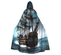 BYPPJGH Cape à capuche d'Halloween pour adulte, bateau de pirate, cape pleine longueur pour Halloween, Noël, cosplay, costume pour homme et femme