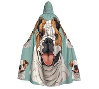 BYPPJGH Cape à capuche d'Halloween pour adulte - Bouledogue anglais amusant - Longue cape pour Halloween, Noël, cosplay, costume pour homme et femme