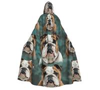 BYPPJGH Cape à capuche d'Halloween pour adulte - Bouledogue anglais amusant - Longue cape pour Halloween, Noël, cosplay, costume pour homme et femme