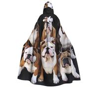 BYPPJGH Cape à capuche d'Halloween pour adulte bouledogue anglais pleine longueur cape cape Halloween Noël cosplay costume pour homme et femme