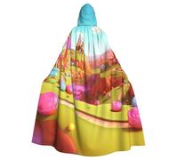 BYPPJGH Cape à capuche d'Halloween pour adulte Candy Beautiful Land pleine longueur cape pour Halloween, Noël, cosplay, costume pour homme et femme