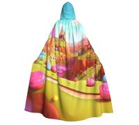 BYPPJGH Cape à capuche d'Halloween pour adulte Candy Beautiful Land pleine longueur cape pour Halloween, Noël, cosplay, costume pour homme et femme