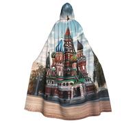 BYPPJGH Cape à capuche d'Halloween pour adulte Cathédrale Saint-Basile Carré Rouge à Moscou Cape pleine longueur Cape Halloween Noël Cosplay Costume pour homme et femme