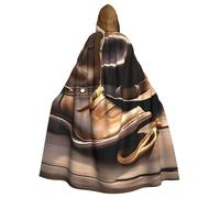 BYPPJGH Cape à capuche d'Halloween pour adulte Chapeau et bottes de cowboy pleine longueur Cape Cape Halloween Noël Cosplay Costume pour homme et femme