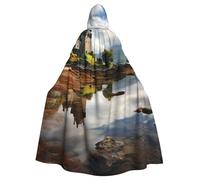 BYPPJGH Cape à capuche d'Halloween pour adulte, château d'Écosse, lac d'eau, cape écossaise pleine longueur, cape d'Halloween, Noël, cosplay, costume pour homme et femme