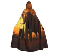 BYPPJGH Cape à capuche d'Halloween pour adulte, coucher de soleil, parent-enfant, éléphant pleine longueur, cape pour Halloween, Noël, cosplay, costume pour homme et femme