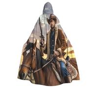 BYPPJGH Cape à capuche d'Halloween pour adulte Cowboy West pleine longueur Cape Halloween Noël Cosplay Costume pour homme et femme