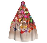 BYPPJGH Cape à capuche d'Halloween pour adulte - Grues en papier origami - Cape pleine longueur - Costume d'Halloween, de Noël, de cosplay pour homme et femme