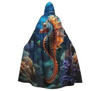 BYPPJGH Cape à capuche d'Halloween pour adulte - Hippocampe pleine longueur - Costume d'Halloween, de Noël, de cosplay pour homme et femme