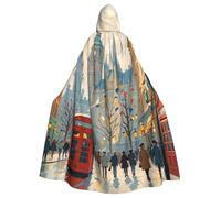 BYPPJGH Cape à capuche d'Halloween pour adulte Impression Londres pleine longueur Cape Halloween Noël Cosplay Costume pour homme et femme