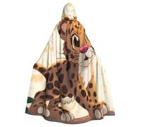 BYPPJGH Cape à capuche d'Halloween pour adulte mignon bébé Jaguar pleine longueur Cape Cape Halloween Noël Cosplay Costume pour homme et femme