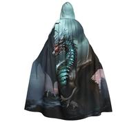 BYPPJGH Cape à capuche d'Halloween pour adulte, motif dragon cool, cape pleine longueur, costume d'Halloween, de Noël, de costumade pour homme et femme