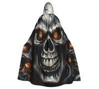 BYPPJGH Cape à capuche d'Halloween pour adulte - Motif tête de mort - Longue - Costume d'Halloween, de Noël, de cosplay pour homme et femme