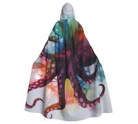 BYPPJGH Cape à capuche d'Halloween pour adulte - Poulpe colorée - Longue cape pour Halloween, Noël, cosplay - Pour homme et femme