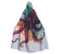 BYPPJGH Cape à capuche d'Halloween pour adulte - Poulpe colorée - Longue cape pour Halloween, Noël, cosplay - Pour homme et femme