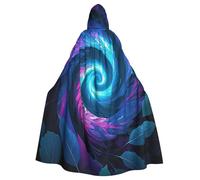 BYPPJGH Cape à capuche d'Halloween pour adulte, tourbillons floraux, feuilles, dégradé naturel, cape pleine longueur, cape d'Halloween, Noël, cosplay, costume pour homme et femme