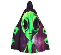 BYPPJGH Cape à capuche d'Halloween pour adulte - Vert Alien1 - Longue cape pour Halloween, Noël, cosplay - Pour homme et femme