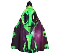 BYPPJGH Cape à capuche d'Halloween pour adulte - Vert Alien1 - Longue cape pour Halloween, Noël, cosplay - Pour homme et femme