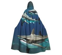 BYPPJGH Cape à capuche d'Halloween pour adultes requins marteaux, cape pleine longueur pour Halloween, Noël, cosplay, costume pour homme et femme