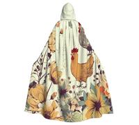 BYPPJGH Cape à capuche pour adulte - Motif papillons volants parmi fleurs - Longue cape pour Halloween, Noël, cosplay, costume pour homme et femme
