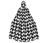 BYPPJGH Cape à capuche pour adulte motif pied-de-poule noire pleine longueur pour Halloween, Noël, cosplay, costume pour homme et femme
