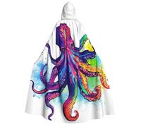 BYPPJGH Cape à capuche pour adulte - Poulpe colorée - Longue cape pour Halloween, Noël, cosplay - Pour homme et femme