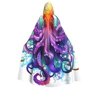 BYPPJGH Cape à capuche pour adulte - Poulpe colorée - Longue cape pour Halloween, Noël, cosplay - Pour homme et femme