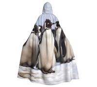 BYPPJGH Cape à capuche pour adultes et jeunes pingouins avec neige pleine longueur pour Halloween, Noël, cosplay, costume pour homme et femme