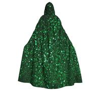 BYPPJGH Cape d'Halloween à capuche pour adulte - Paillettes vertes scintillantes - Longue cape pour Halloween, Noël, cosplay - Pour homme et femme