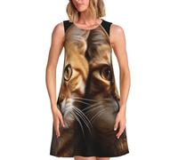 BYPPJGH Cats Robe d'été décontractée sans manches pour femme - Robe d'été à motif floral - Col rond - Avec poches, Noir , XL-4XL