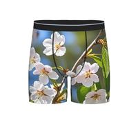 BYPPJGH Cherry Japanese Cherry Blossom Boxer pour homme en coton respirant avec poche 3D intégrée, Noir , L-3XL