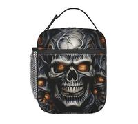 BYPPJGH Cool Evil Sac à déjeuner isotherme réutilisable de grande capacité étanche pour homme et femme Motif tête de mort Pour travail, bureau, pique-nique, voyage