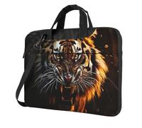 BYPPJGH Ferocious Tiger Sac à bandoulière pour ordinateur portable pour homme et femme avec poignée et bandoulière étanche, Noir , 13 inch