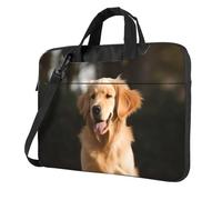 BYPPJGH Golden Retriever Sac à bandoulière pour ordinateur portable pour homme et femme avec poignée et sangle étanche, Noir , 15.6 inch