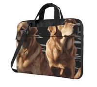 BYPPJGH Golden Retrievers Sac à bandoulière étanche pour ordinateur portable pour homme et femme avec poignée et bandoulière, Noir , 14 inch