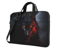 BYPPJGH Grand sac à bandoulière pour ordinateur portable avec motif loup noir aux yeux rouges pour homme et femme avec poignée et sangle étanche, Noir , 13 inch