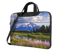 BYPPJGH Grand Teton National Park Sac à bandoulière pour ordinateur portable pour homme et femme Sac à bandoulière avec poignée et bandoulière étanche, Noir , 13 inch