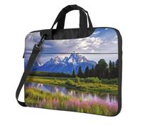 BYPPJGH Grand Teton National Park Sac à bandoulière pour ordinateur portable pour homme et femme Sac à bandoulière avec poignée et bandoulière étanche, Noir , 14 inch