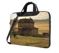 BYPPJGH House On The Prairie Sac à bandoulière pour ordinateur portable pour homme et femme Sac à bandoulière avec poignée et bandoulière étanche, Noir , 15.6 inch