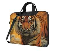 BYPPJGH Rising Sun Tiger Sac à bandoulière pour ordinateur portable pour homme et femme avec poignée et bandoulière étanche, Noir , 13 inch