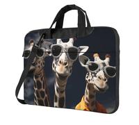 BYPPJGH Sac à bandoulière étanche pour ordinateur portable à trois girafes portant des lunettes de soleil pour homme et femme, Noir , 14 inch