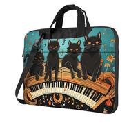 BYPPJGH Sac à bandoulière étanche pour ordinateur portable avec poignée et bandoulière Motif chats allongés sur le piano, Noir , 14 inch
