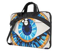 BYPPJGH Sac à bandoulière pour ordinateur portable avec poignée et bandoulière pour homme et femme Motif mauvais œil, Noir , 15.6 inch