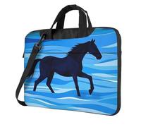 BYPPJGH Sac à bandoulière pour ordinateur portable Cross The River On Horseback pour homme et femme - Sacoche à bandoulière avec poignée et sangle - Étanche, Noir , 14 inch